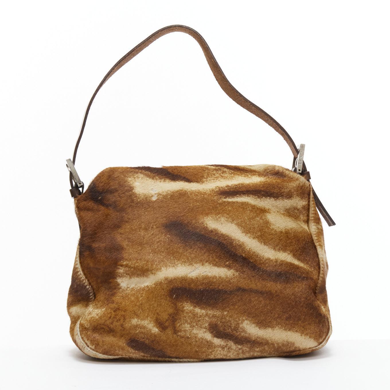 Women's FENDI Vintage Mamma Forever brown ponyhair shoulder baguette bag