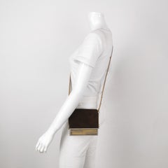 Fendi Vintage Mini Bicolor Brown Suede Front Buckle Crossbody Bag