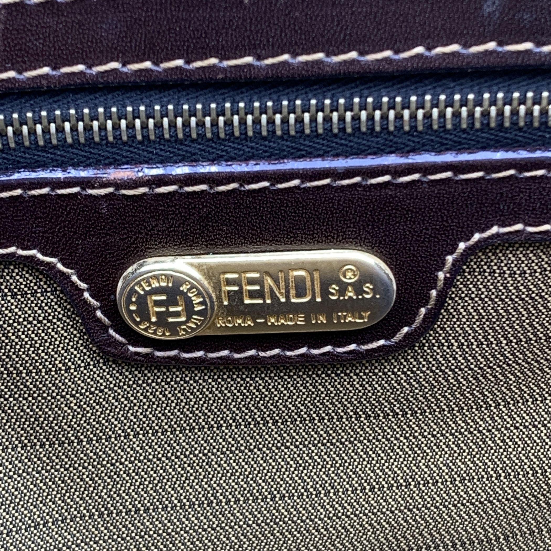 Fendi Vintage Monogram Tobacco Black Zucca Canvas Tote Bag Satchel 3
