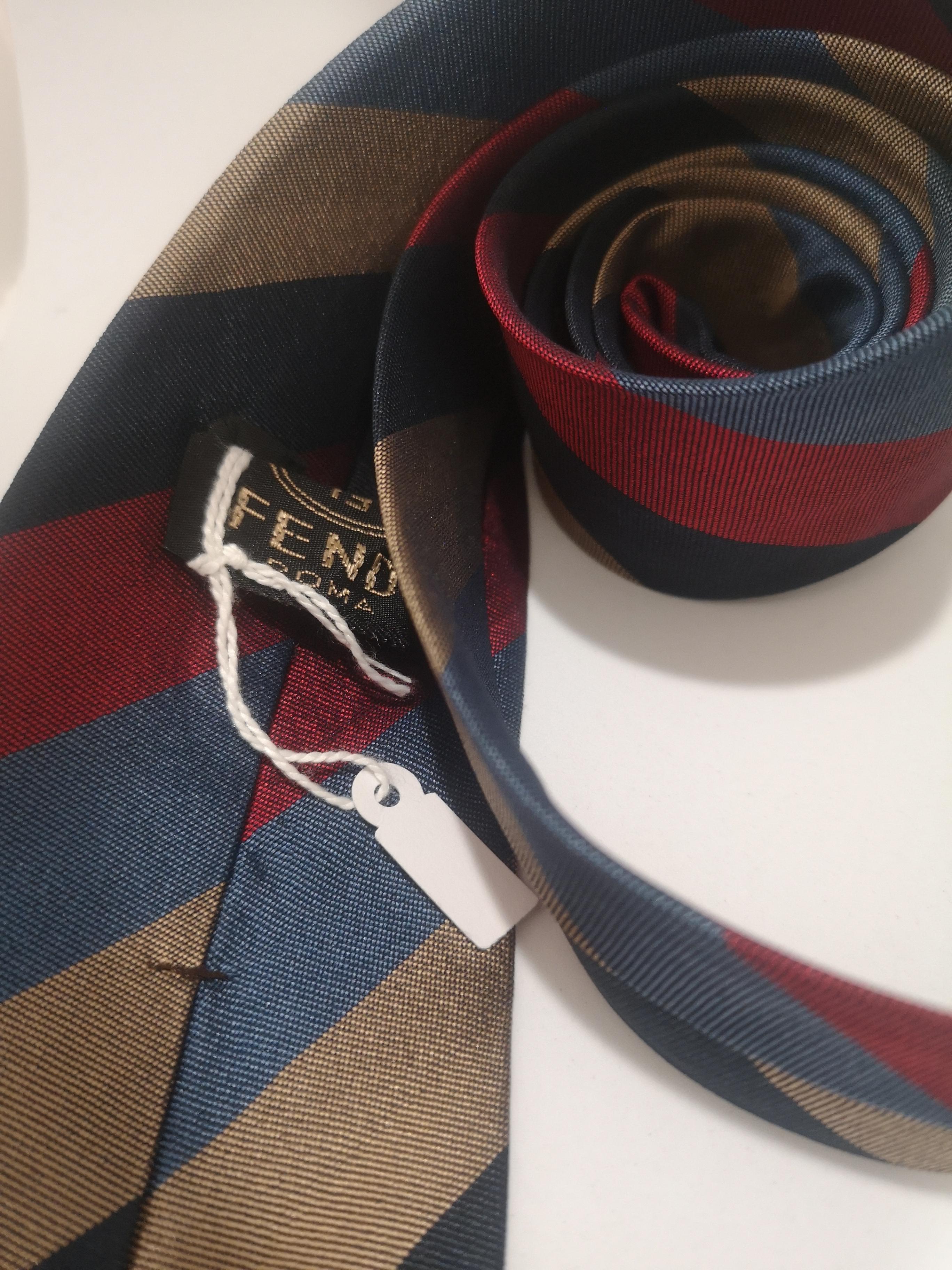 Black Fendi Vintage multicoloured silk tie