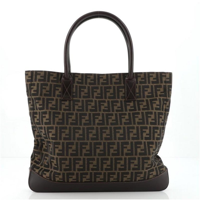 Fendi Vintage Open Tote Zucca Canvas with Leather Large at 1stDibs