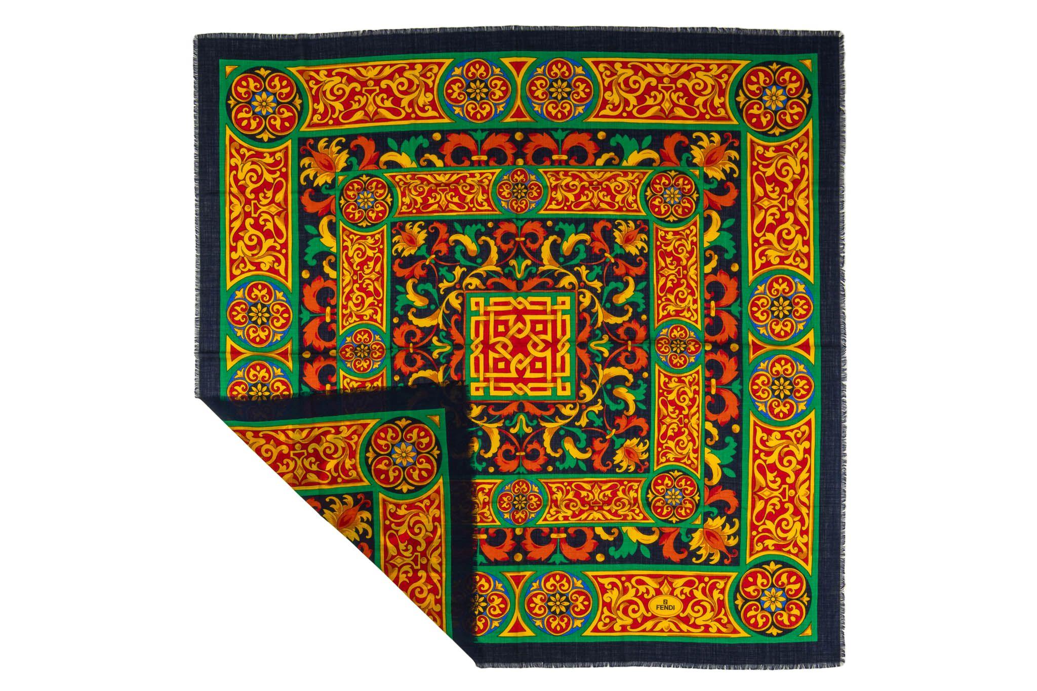 Fendi vintage multicolor paisley wool shawl. Excellent condition. 
No label.