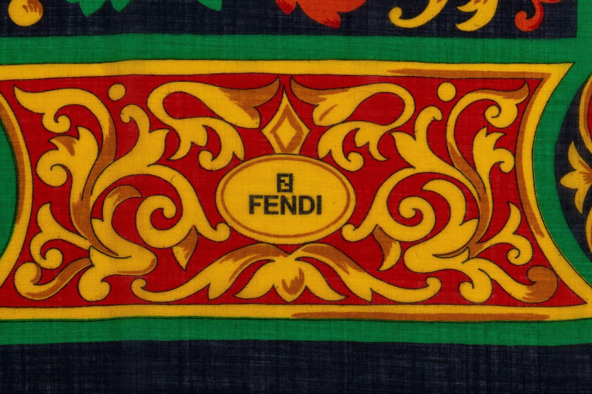 Brown Fendi Vintage Paisley Wool Shawl For Sale