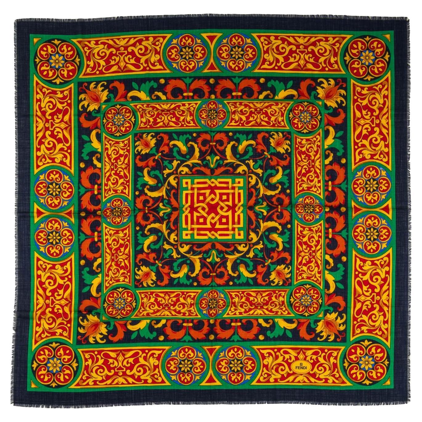 Fendi Vintage Paisley Wool Shawl For Sale