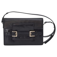 Fendi Retro Patent Black Square Shoulder Flap Bag