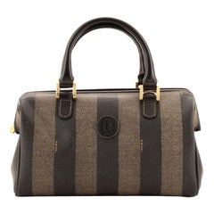 Fendi Vintage Pequin Bolso Boston Convertible Lona Estucada Pequeño