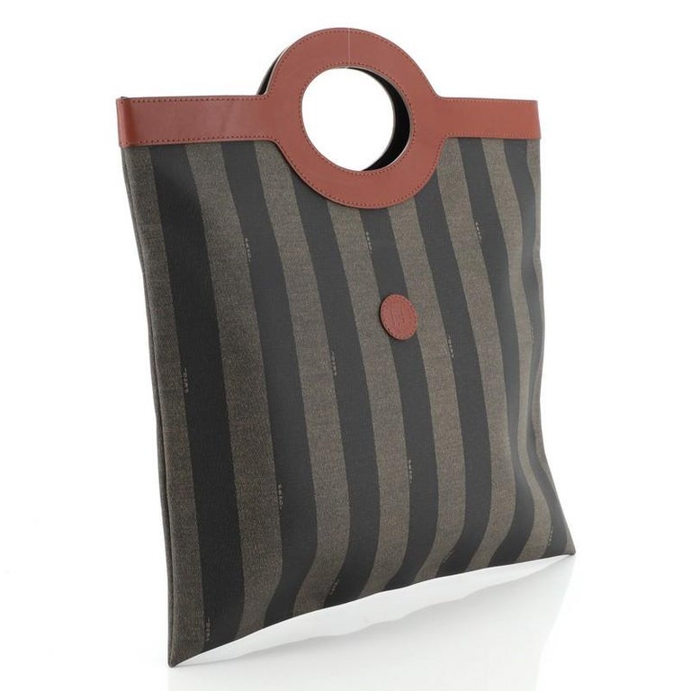 Fendi Vintage Pequin Cut Out Handle Bag Coated Canvas Large at 1stDibs