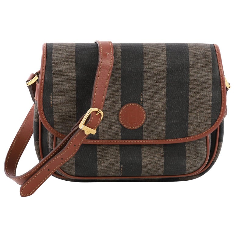 Fendi Vintage Pequin Flap Crossbody Bag Coated Canvas Medium at 1stDibs