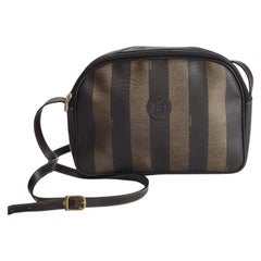 FENDI Bag. Fendi Vintage Black and Brown Pequin Crossbody/ 
