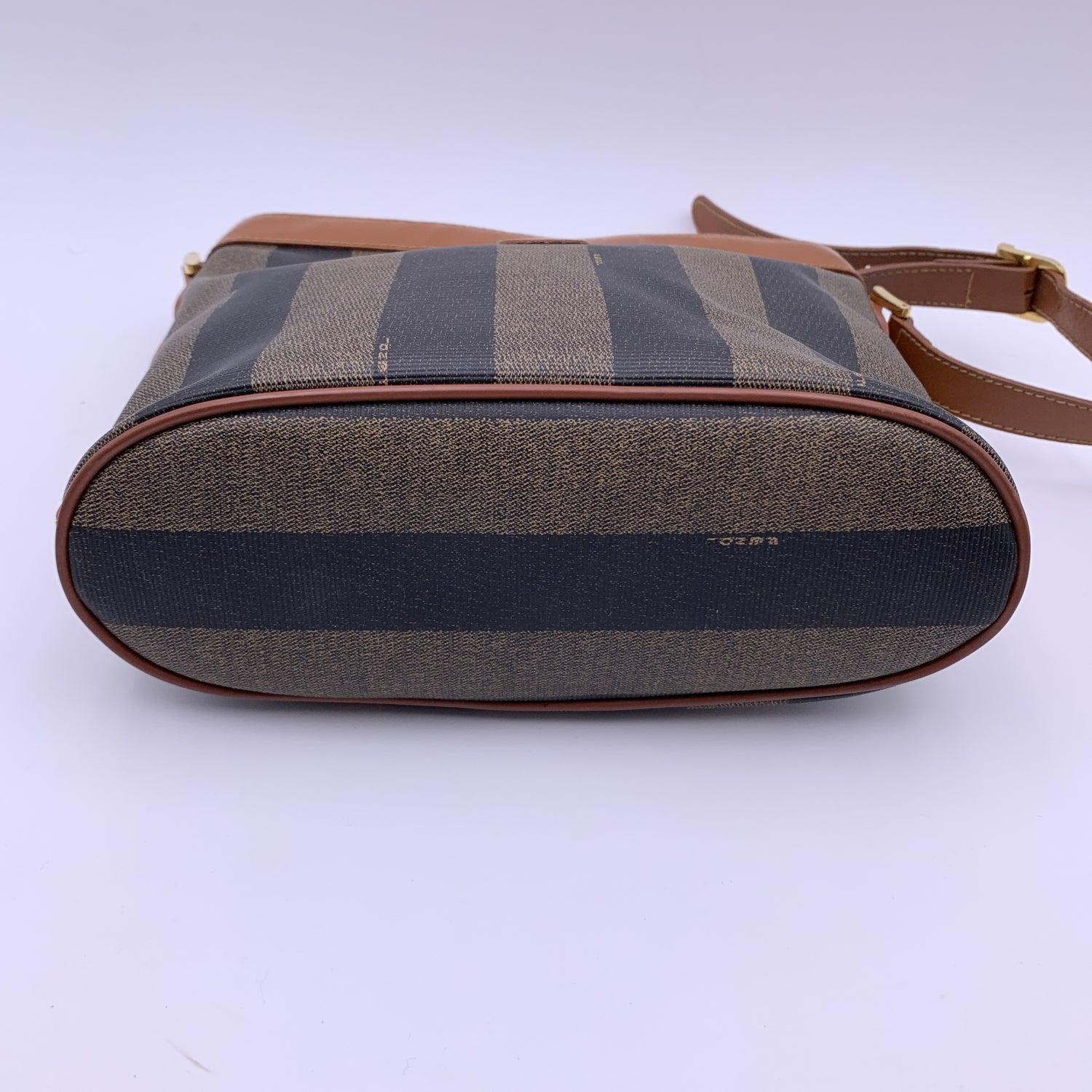 Women's Fendi Vintage Pequin Striped Canvas Bucket Shoulder Bag