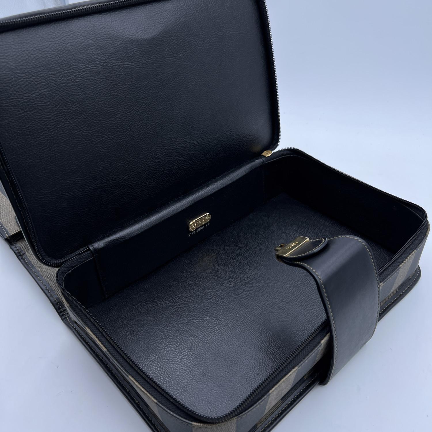 Black Fendi Vintage Pequin Striped Canvas Handbag Briefcase Bag