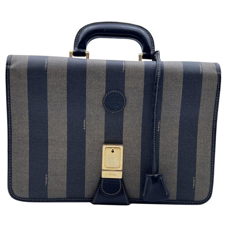 Fendi Vintage Pequin Striped Canvas Handbag Briefcase Bag For Sale at ...