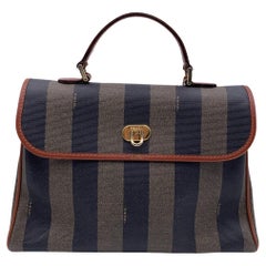Fendi Vintage gestreifte Canvas-Handtasche mit Paillettenstreifen und Streifen
