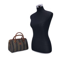 Fendi Vintage Pequin Striped Canvas Mini Boston Bag with Stripes