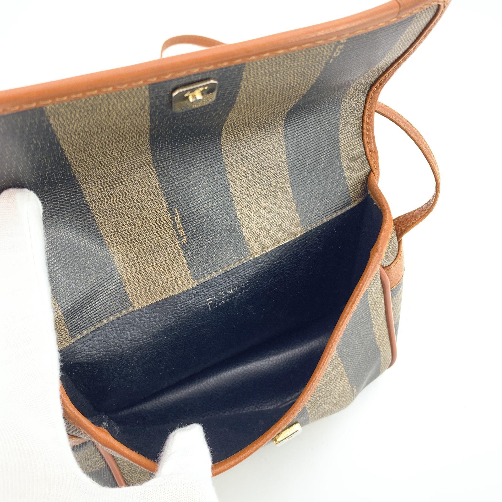 Fendi Vintage Pequin Striped Canvas Small Crossbody Bag In Good Condition For Sale In Rome, Rome