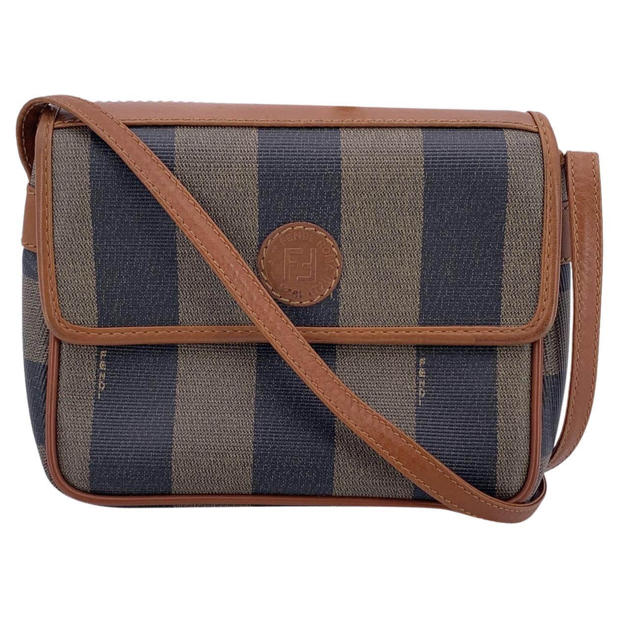 Fendi Vintage Pequin Striped Canvas Small Crossbody Bag For Sale