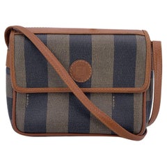Fendi Vintage Pequin Striped Canvas Small Crossbody Bag