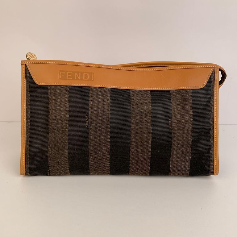 Fendi Vintage Pequin Striped Vinyl Canvas Cosmetic Bag For Sale at ...
