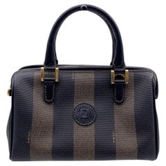 Fendi Vintage Pequin gestreifte Vinyl Canvas Mini Boston Tasche mit Streifen