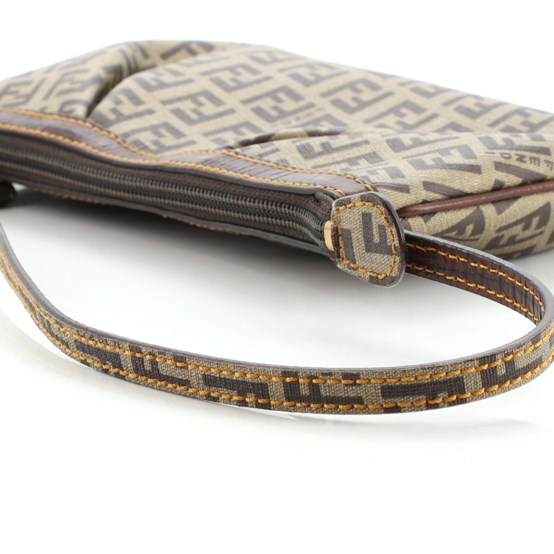 Fendi Vintage Pochette Shoulder Bag Zucchino Coated Canvas Small In Fair Condition In NY, NY