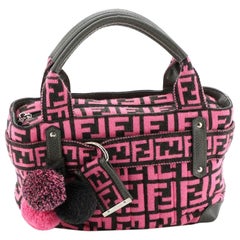 Fendi Vintage Pom Pom Bag Zucca Woven Fabric Small