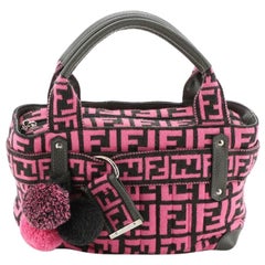 Fendi Vintage Pom Pom Bag Zucca Woven Fabric Small