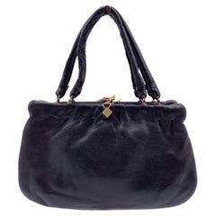Fendi Vintage Rare Dark Brown Nappa Leather Handbag Satchel