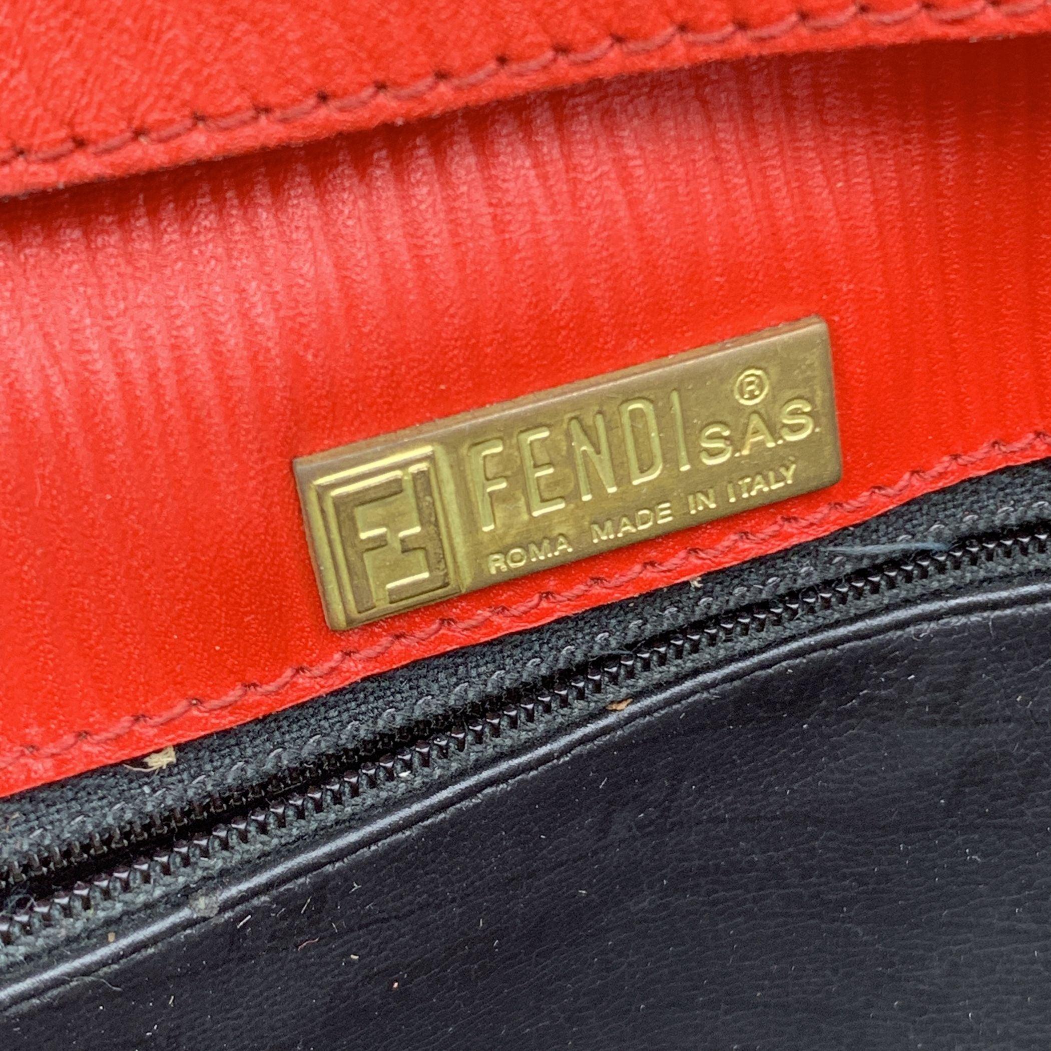 Fendi Vintage Red FF Monogram Canvas Messenger Bag 1