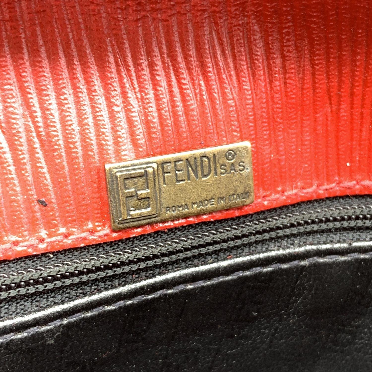 Fendi Vintage Red FF Monogram Canvas Messenger Bag 2