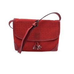 Fendi Retro Red FF Monogram Canvas Messenger Bag