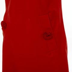 FENDI Vintage red rosette pleated neckline sleeveless casual shift dress IT40