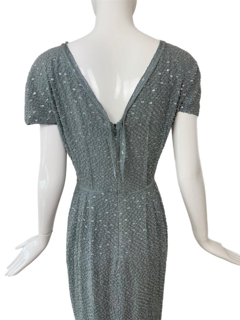 FENDI Vintage Sample Abendkleid Dusty Powder Blue m. Silberner Faden Maxikleid im Angebot 1