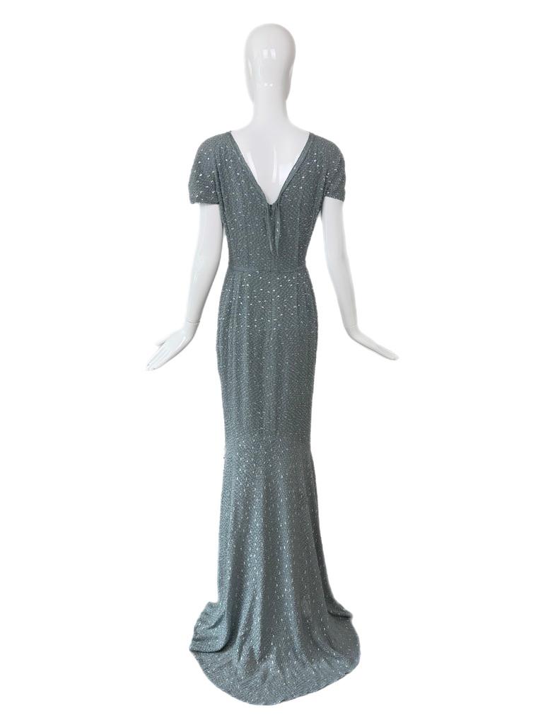 FENDI Vintage Sample Abendkleid Dusty Powder Blue m. Silberner Faden Maxikleid im Angebot 2