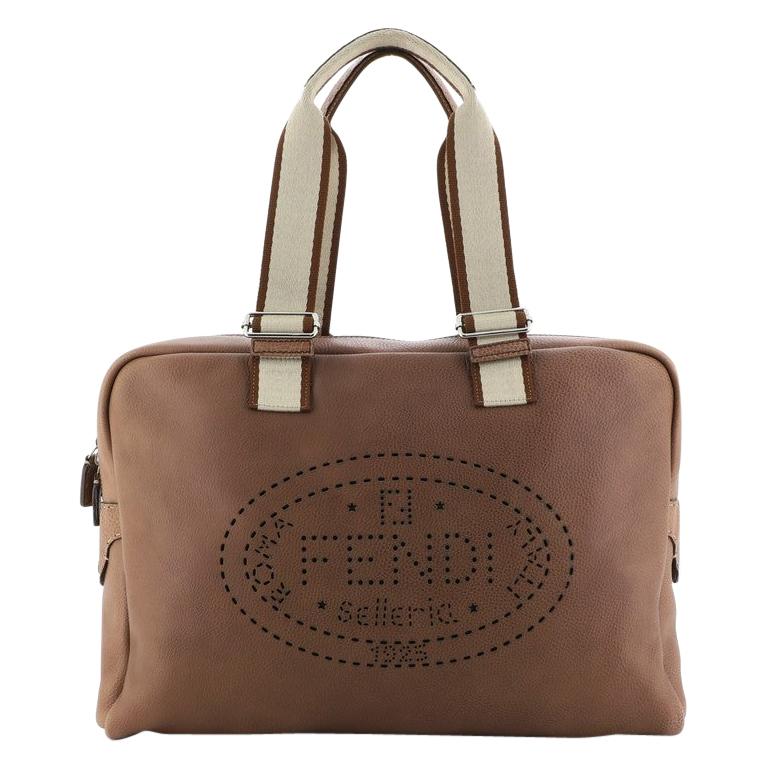 Fendi Vintage Selleria Duffle Bag Perforated Leather Large For Sale at 1stdibs