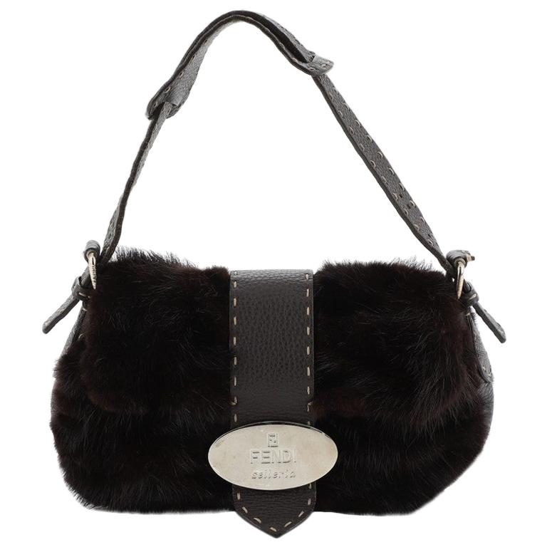 Fendi Vintage Selleria Flap Bag Fur and Leather Small