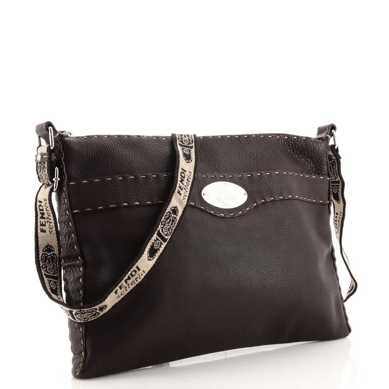 Fendi Vintage Selleria Zip Messenger Bag Leather Large at 1stDibs