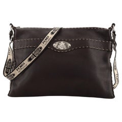Fendi Vintage Selleria Zip Messenger Bag Leather Large