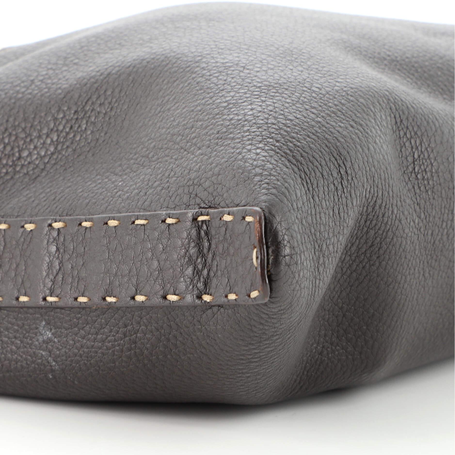 Gray Fendi Vintage Selleria Zip Messenger Bag Leather Medium