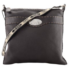 Fendi Vintage Selleria Zip Messenger Bag Leather Medium