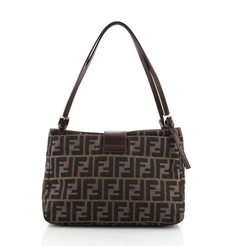 Fendi Vintage Umhängetasche Zucca aus Segeltuch Medium (Schwarz)