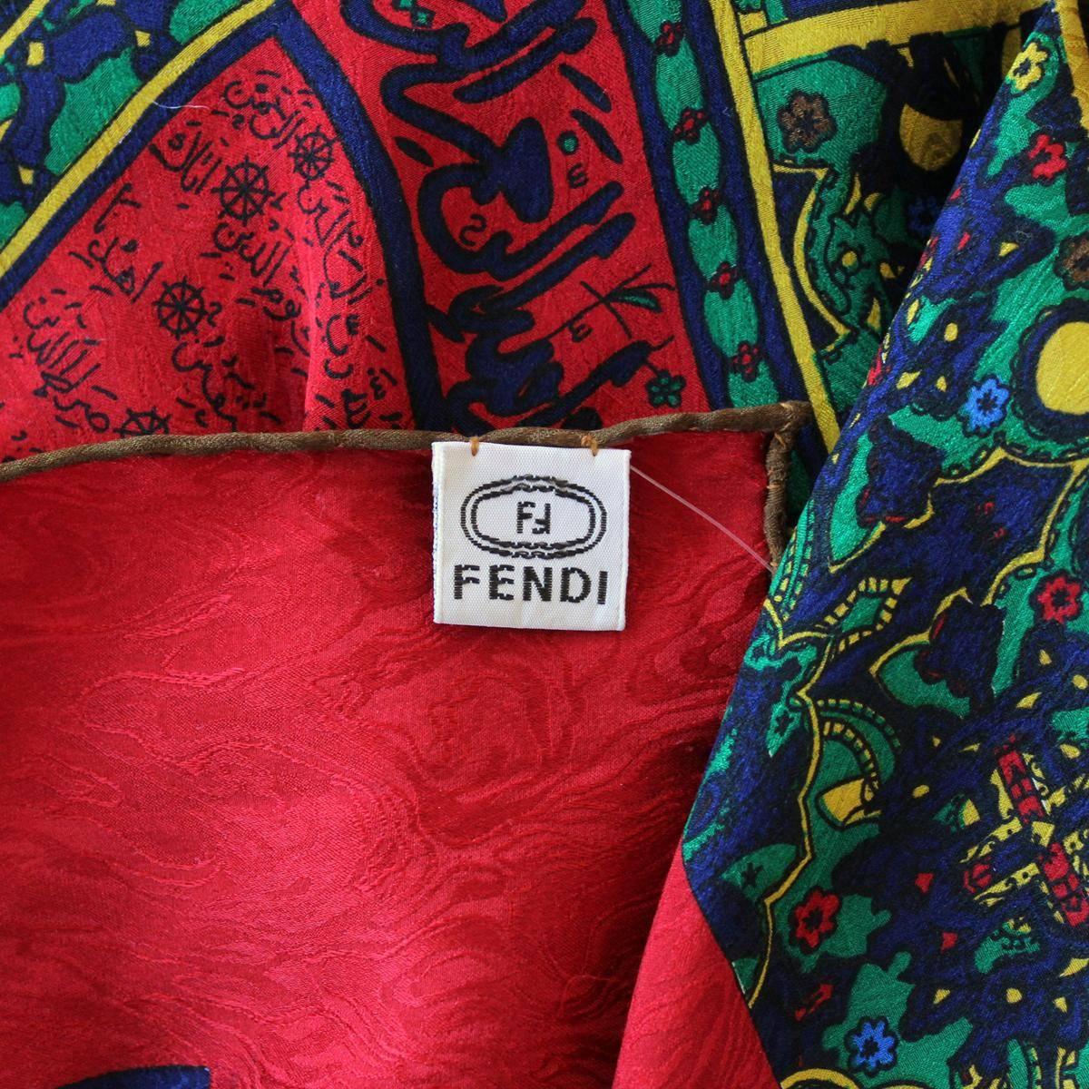 Fendi  Vintage Silk Maxi Scarf In Excellent Condition In Gazzaniga (BG), IT