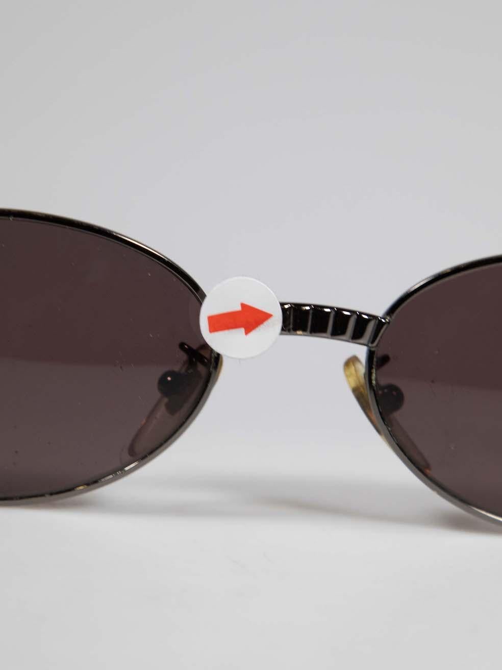 Fendi Vintage Silver FF Logo Oval Metal Sunglasses 2