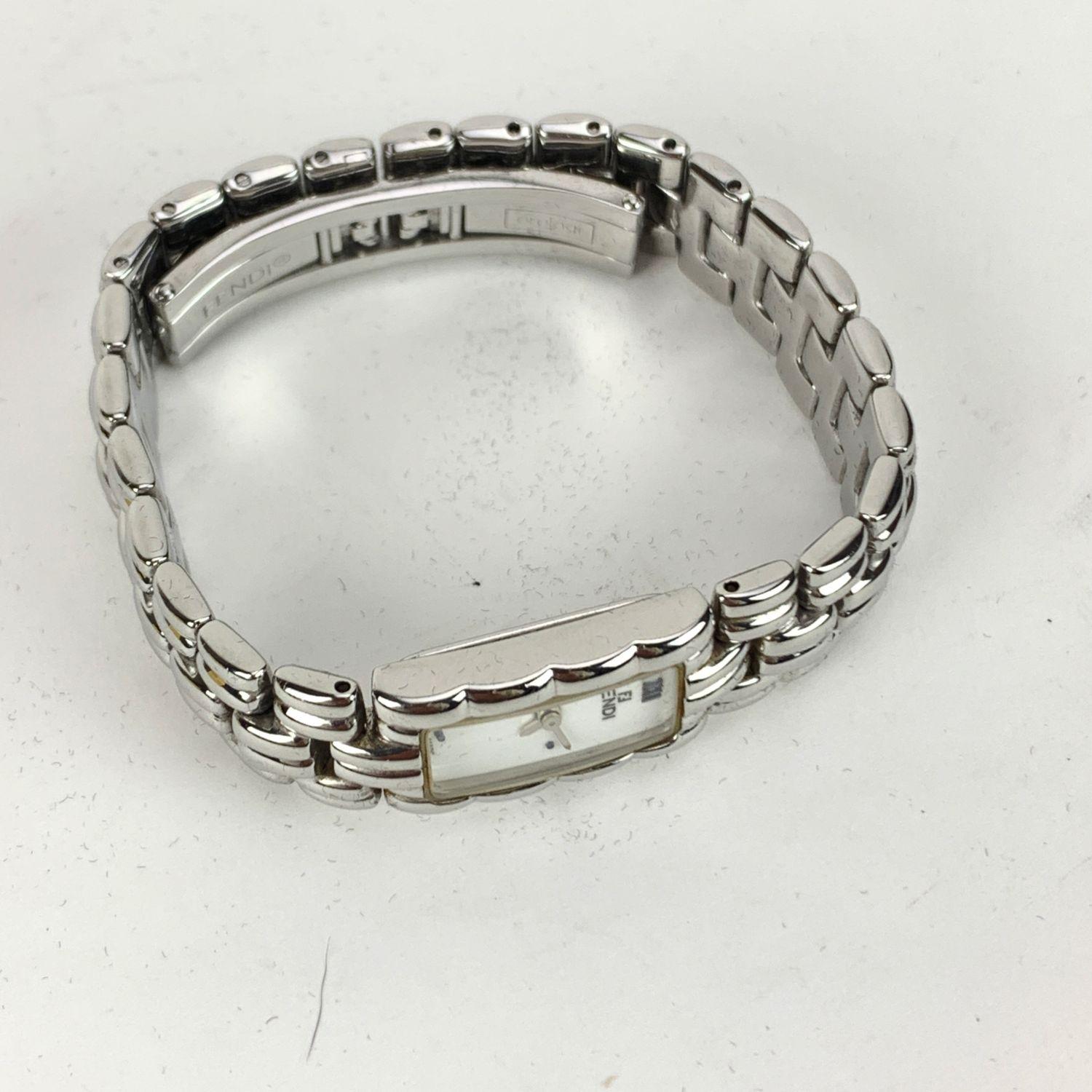  Fendi Montre-bracelet vintage en acier inoxydable 660 L avec cadran blanc Pour femmes 