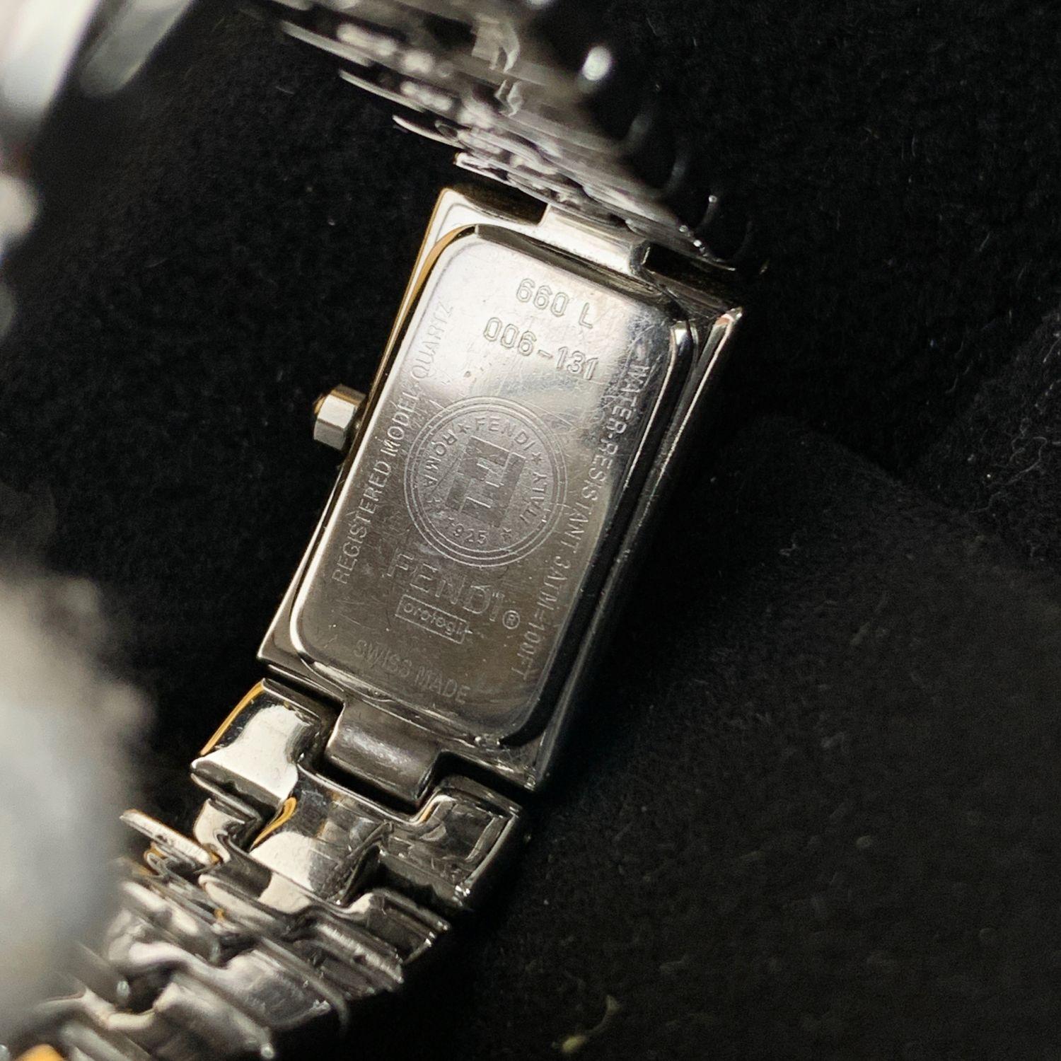 Fendi Montre-bracelet vintage en acier inoxydable 660 L avec cadran blanc 1