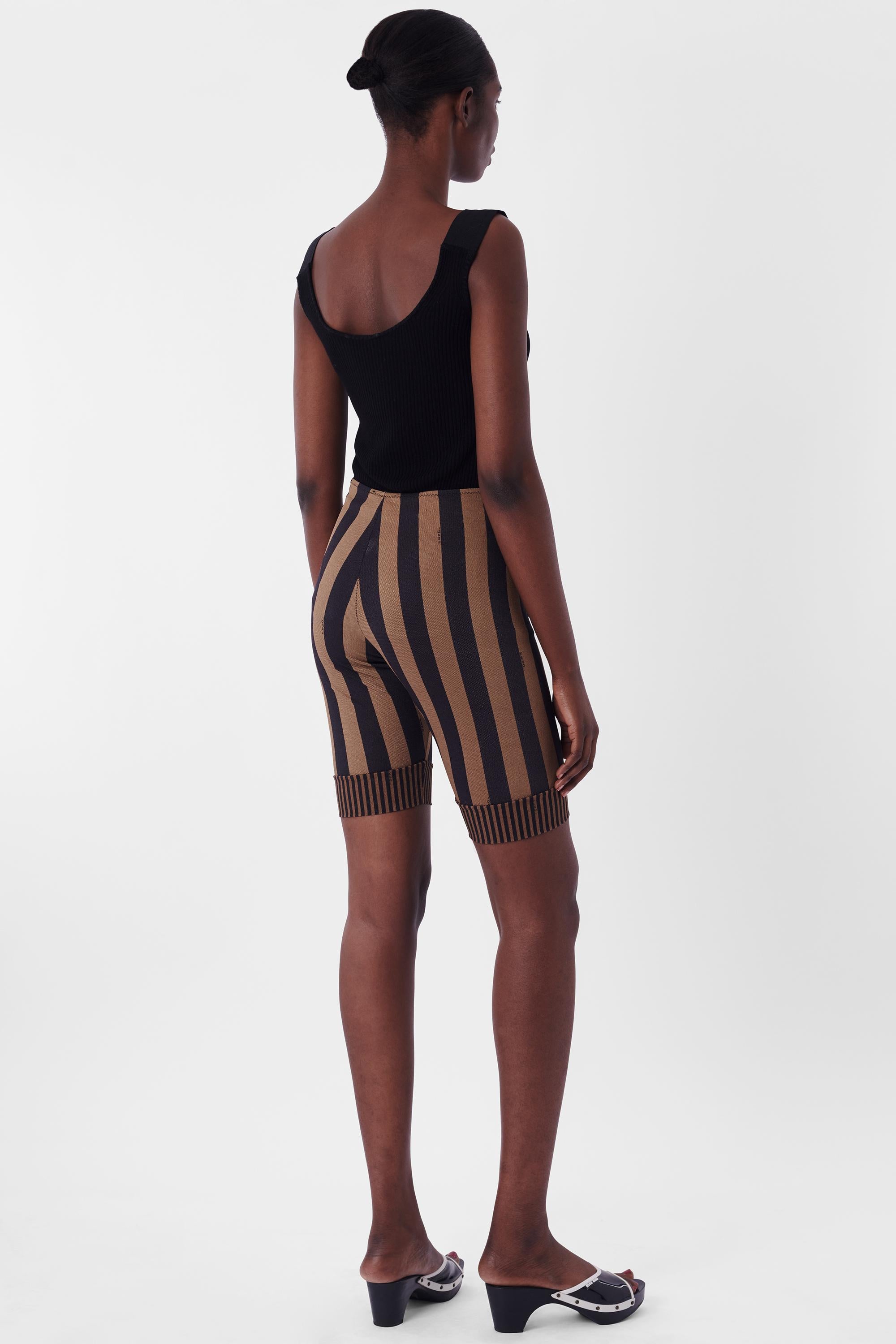 Fendi Vintage Striped Cycling Shorts In Excellent Condition For Sale In London, GB