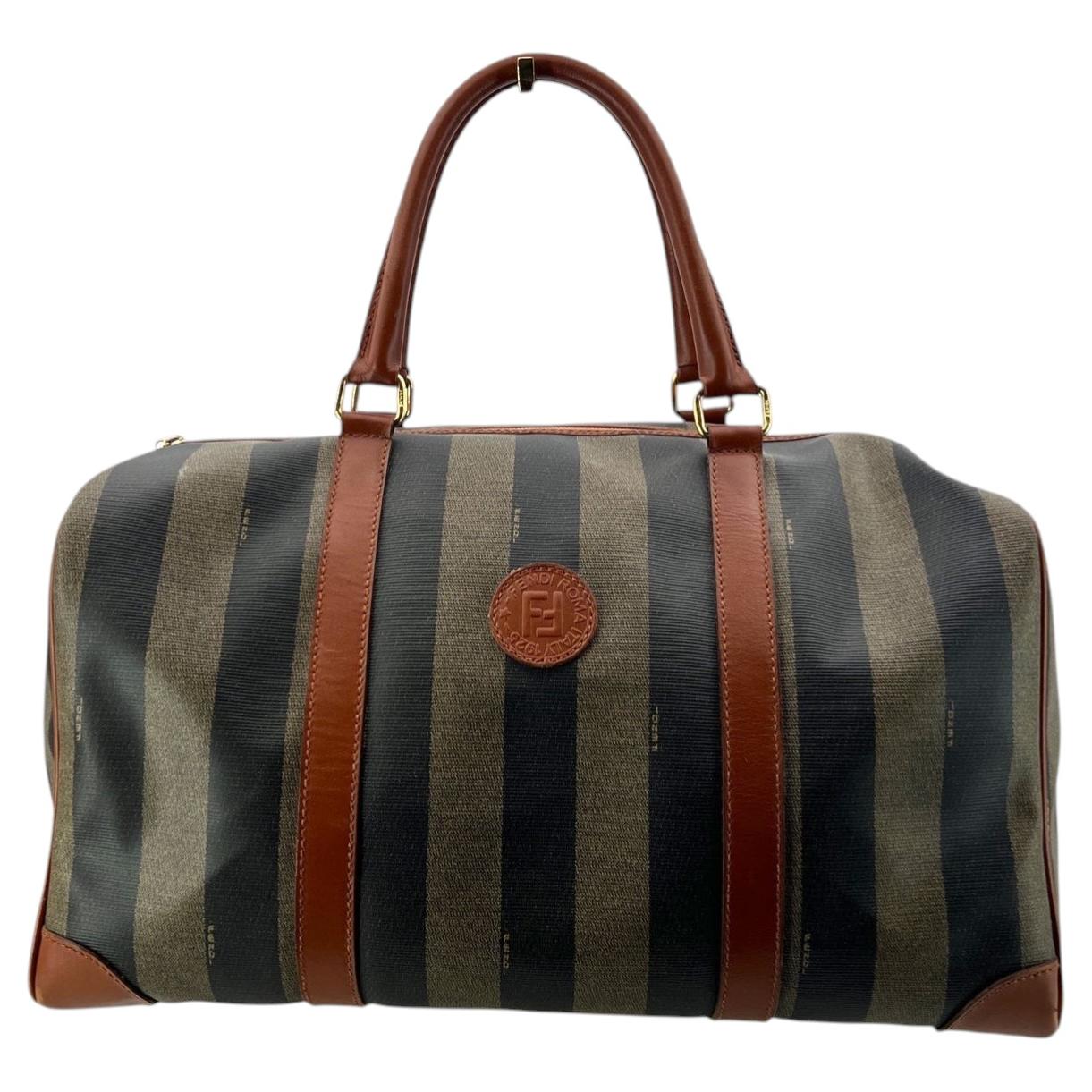 Bolso tipo duffle de Fendi, estilo Boston, de lona Pequin a rayas vintage en venta