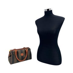 Fendi Vintage Striped Pequin Vinyl Canvas Small Boston Bag