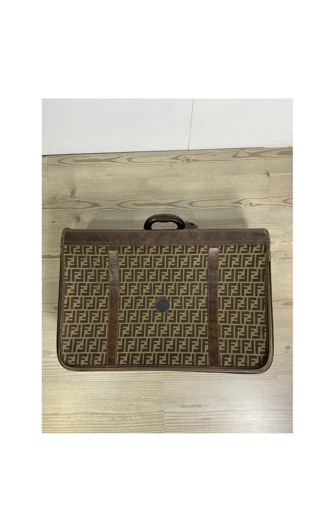 Fendi Vintage suitcase, in logoed canvas and leather parts. For Sale 1