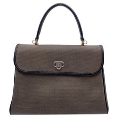 Fendi Vintage Handtasche aus braunem und schwarzem Segeltuch