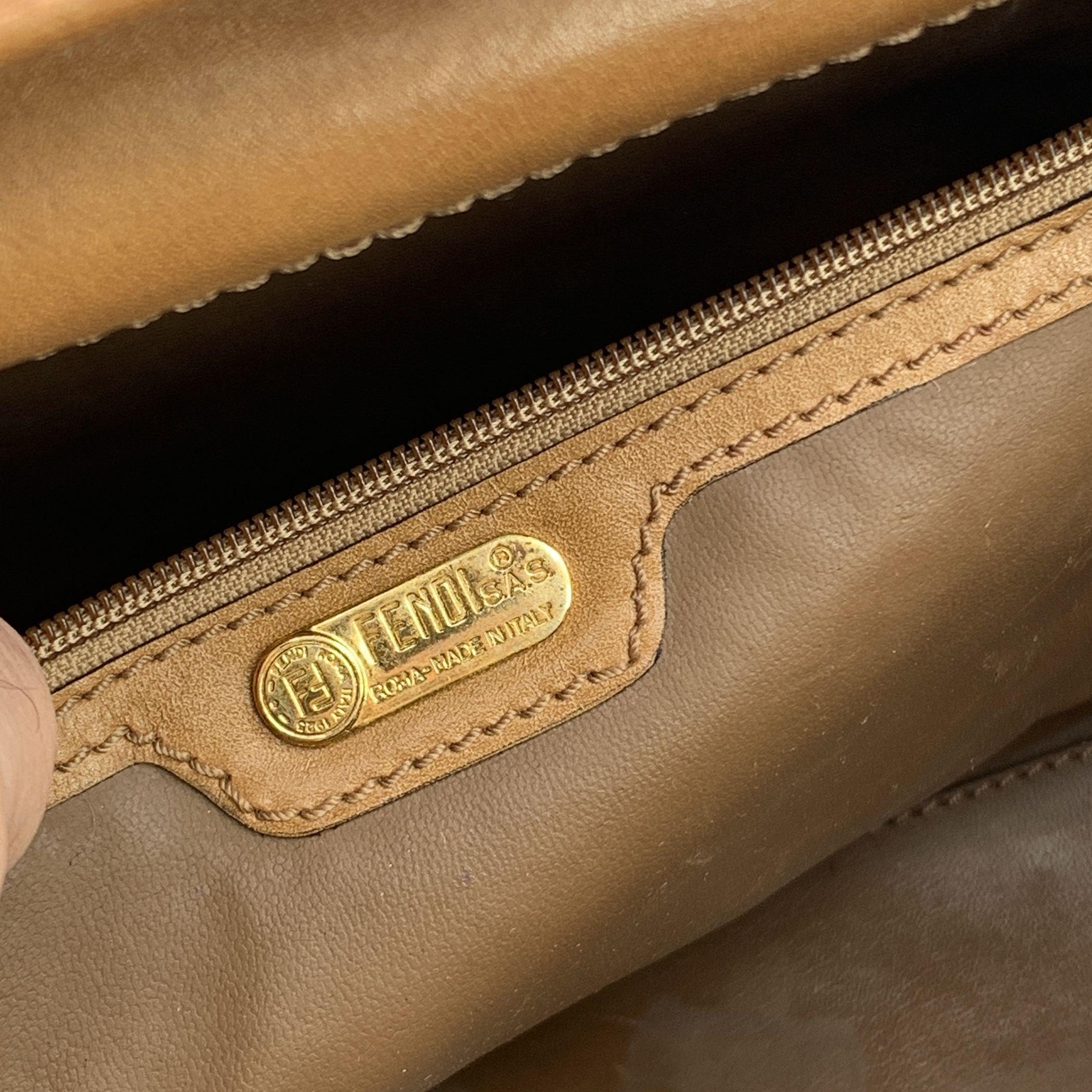 Fendi Vintage Tan Camel Leather Doctor Bag Duffle Travel Bag Handbag 2